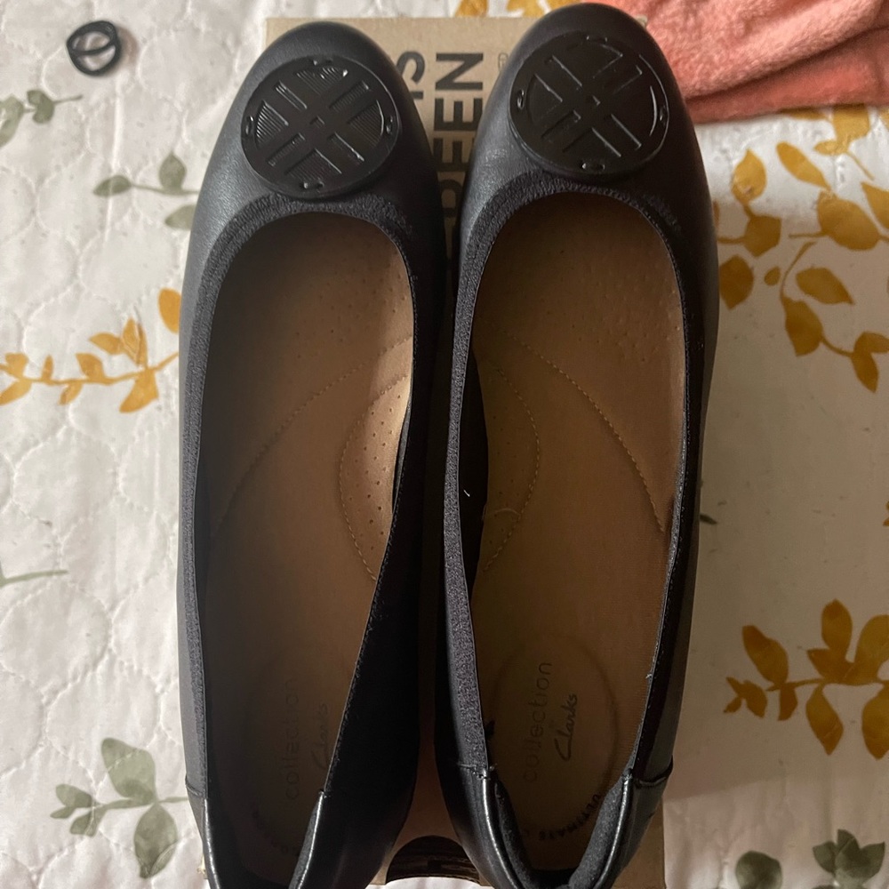 Clarks Black Flats